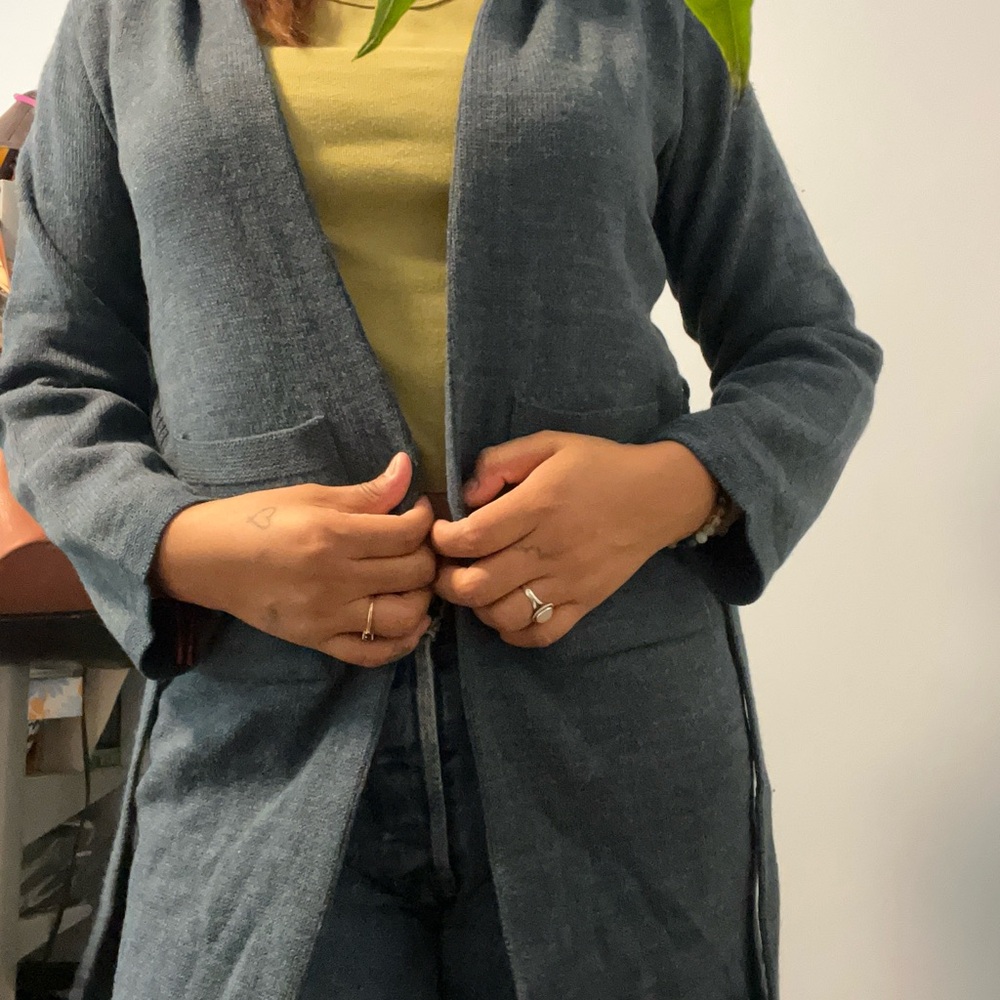 Vintage Blue Open-Front Cardigan